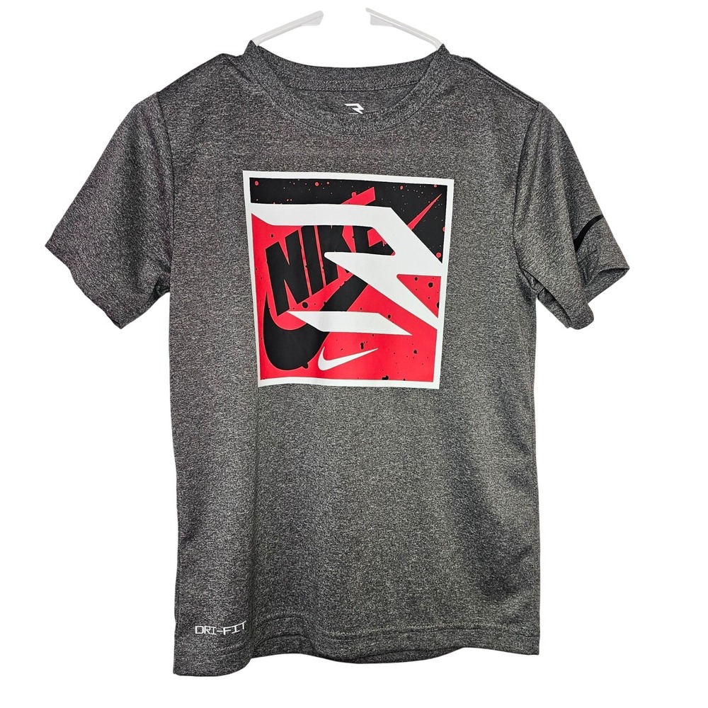 Nike 3BRAND Boys Athletic Gray Graphic Dri-FIT Tee Shirt Top Medium (10-12Y)